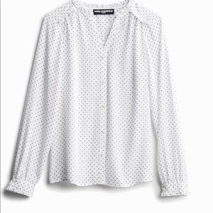 NWT Karl Lagerfeld white and black polka dot blouse. XL